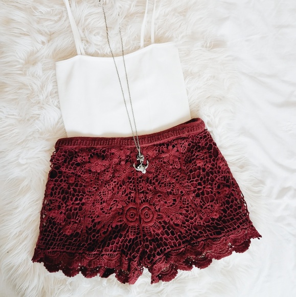 Maroon High Rise Shorts - Picture 4 of 4
